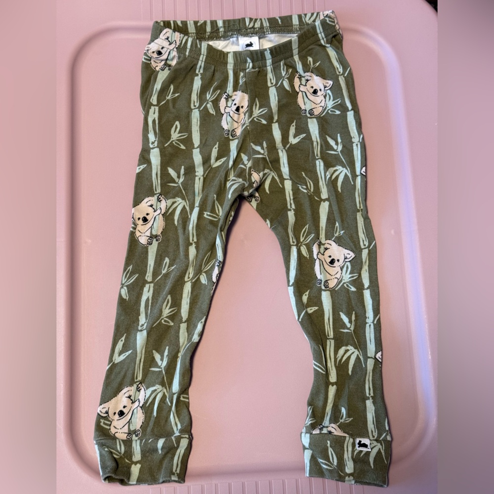 Koala Bamboo Print Kids Leggings - Olive